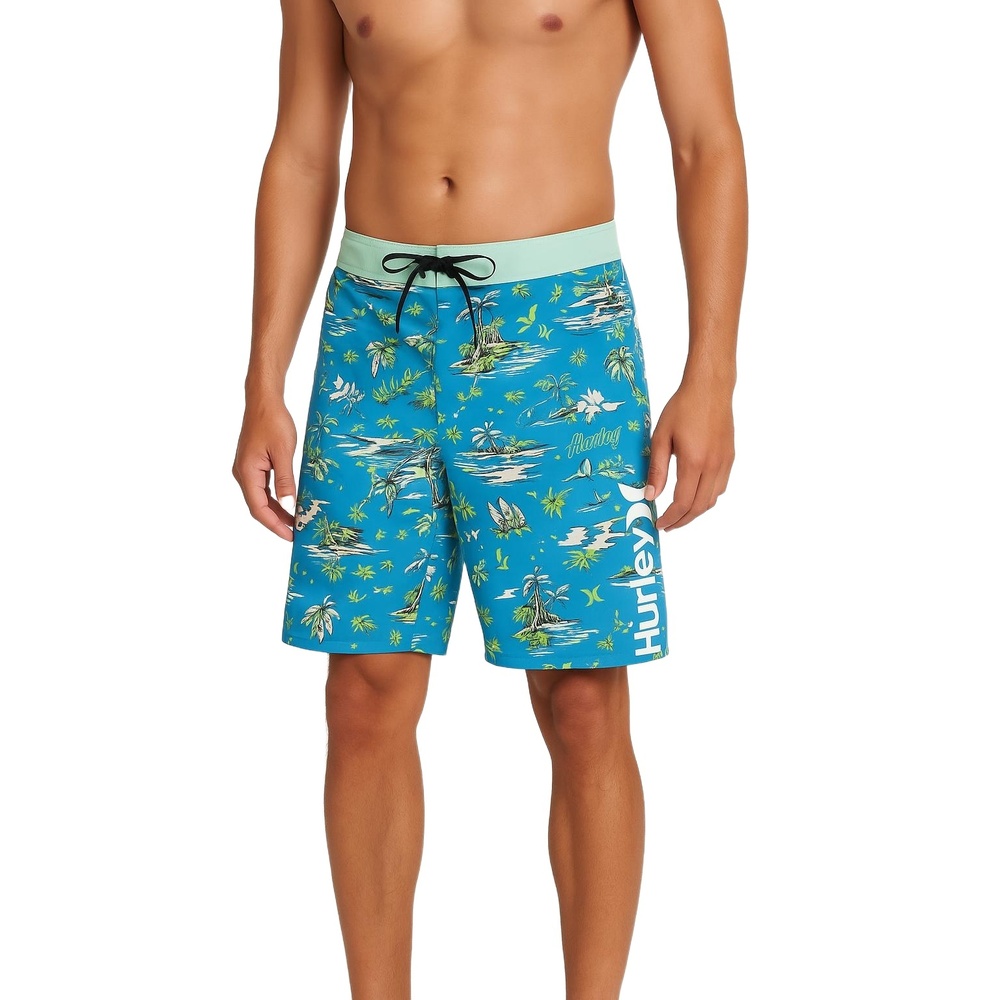 HURLEY Blue Tropical Print Board Swim‎ Shorts Size 16/28